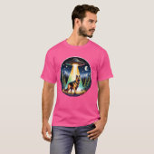 Grappige UFO Duitse Herder Alien Ontvoering Hond M T-shirt (Voorkant volledig)