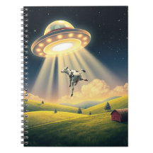Grappige UFO Koe Ontvoering Spiraal Foto Notitiebo