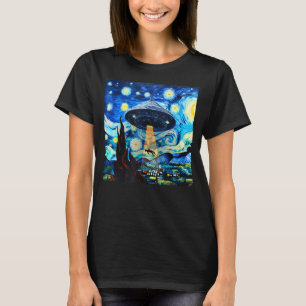 Grappige UFO-ontvoering Alien Sterrennacht Art Out T-shirt