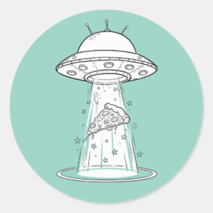 Grappige UFO Pizza Ontvoerders Sticker - Aangepast