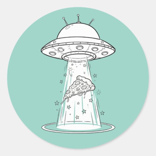 Grappige UFO Pizza Ontvoerders Sticker - Aangepast (Voorkant)