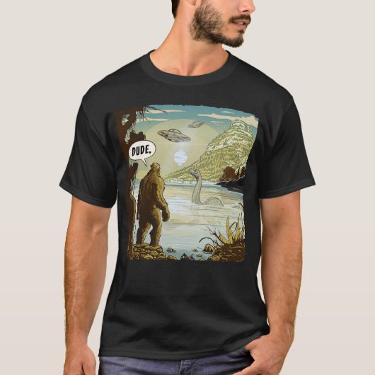 Grappige UFO's Bigfoot Sasquatch Introvert Loch Ne T-shirt (Voorkant)