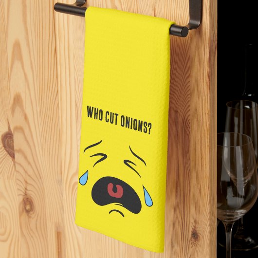 Grappige uien Emoticon Sad Huilen Gezicht Emoji Theedoek