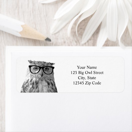 Grappige uil adresetiketten etiket (Insitu)