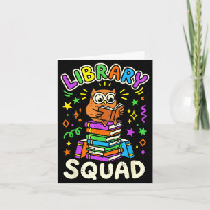 Grappige uil bibliotheek squad leest boek liefhebb kaart