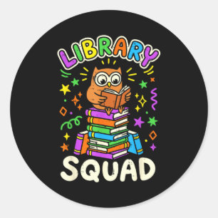 Grappige uil bibliotheek squad lezen boek liefhebb ronde sticker