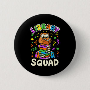 Grappige uil bibliotheek squad lezend boek liefheb ronde button 5,7 cm