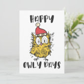 Grappige Uil Dagen Funny Kerstman Uil Kaart (Staand voorkant)