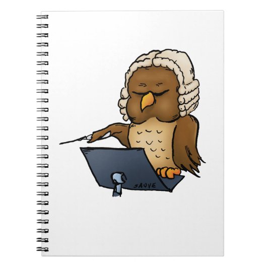 Grappige Uil Dirigent Cartoon Notitieboek (Voorkant)