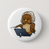 Grappige Uil Dirigent Cartoon Ronde Button 5,7 Cm (Voorkant)