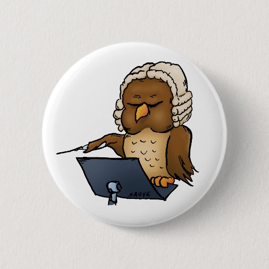Grappige Uil Dirigent Cartoon Ronde Button 5,7 Cm (Voorkant)