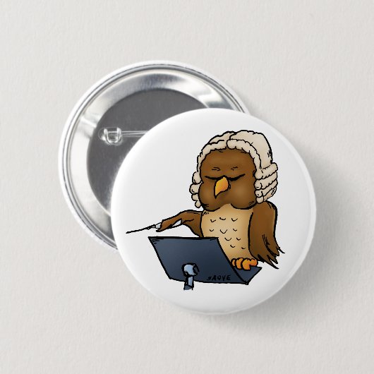 Grappige Uil Dirigent Cartoon Ronde Button 5,7 Cm (Voorkant /achterkant)