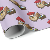 Grappige Uil Easter Egg Hunt Patroon Cadeaupapier (Rol Hoek)