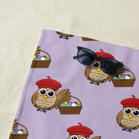 Grappige Uil Easter Egg Hunt Patroon Strandlaken (In situ)