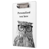 Grappige uil foto klembord voor dierenarts. (Links)