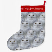 Grappige Uil Ik Wil Voor Kerstmis Sneeuwuilen Grote Kerstsok (Achterkant)