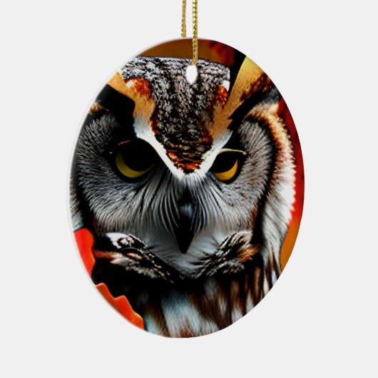 Grappige Uil Kerst Punt Keramisch Ornament (Rechts)