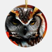 Grappige Uil Kerst Punt Keramisch Ornament (Voorkant)