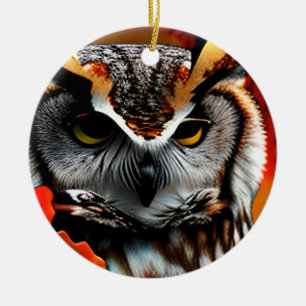 Grappige Uil Kerst Punt Keramisch Ornament