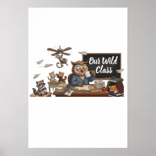 Grappige Uil Leraar Chaos - Whimsical Bosdieren Poster