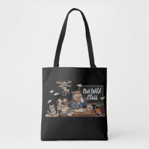 Grappige Uil Leraar Chaos - Whimsical Bosdieren Tote Bag