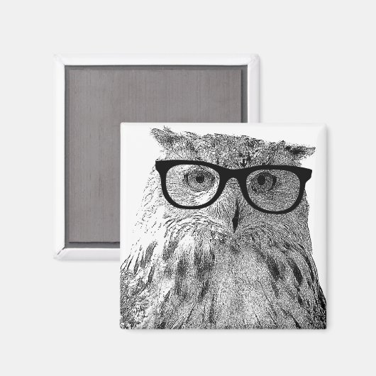 Grappige uil magneet | Vogel met bril (Voorkant / Achterkant)