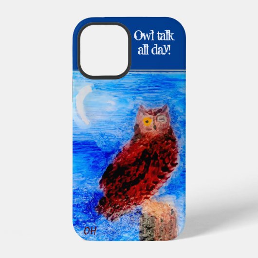 Grappige Uil Met Aangepaste Tekst en Initialen iPhone Hoesje (Achterkant)