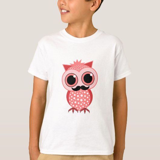 grappige uil met snor t-shirt (Voorkant)