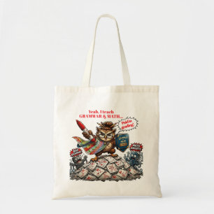 Grappige Uil Onderwijzer Mascotte - Grammatica & W Tote Bag