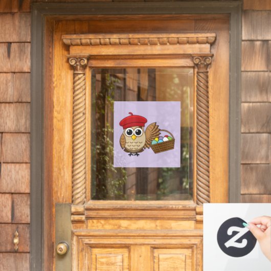 Grappige Uil Pasen Ei Hunt Raamsticker (Huis Deur)