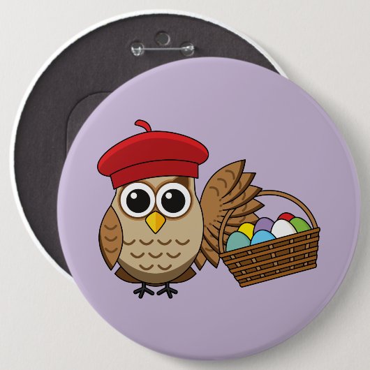 Grappige Uil Pasen Ei Hunt Ronde Button 6,0 Cm (Voorkant /achterkant)