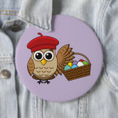 Grappige Uil Pasen Ei Hunt Ronde Button 6,0 Cm (In situ)