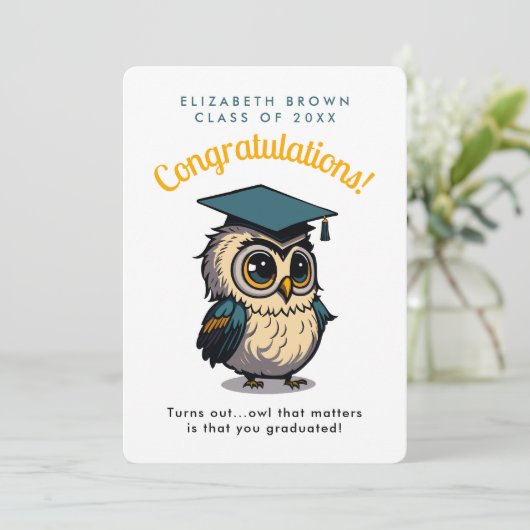 Grappige uil Sinaasappel Kinder Afstuderen terug n (Staand voorkant)