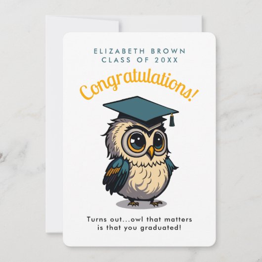 Grappige uil Sinaasappel Kinder Afstuderen terug n (Voorkant)