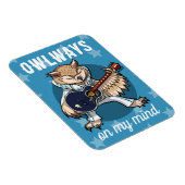 Grappige uil uilen op mijn geest muziek Cartoon Magneet (Rechterzijde)