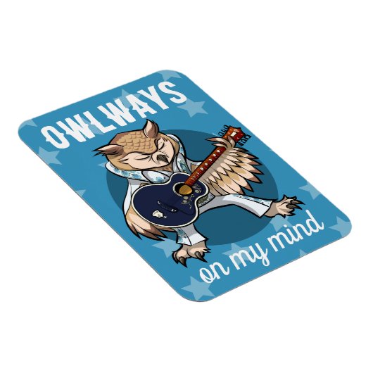 Grappige uil uilen op mijn geest muziek Cartoon Magneet (Rechterzijde)