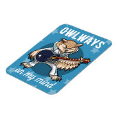 Grappige uil uilen op mijn geest muziek Cartoon Magneet (Linkerzijde)