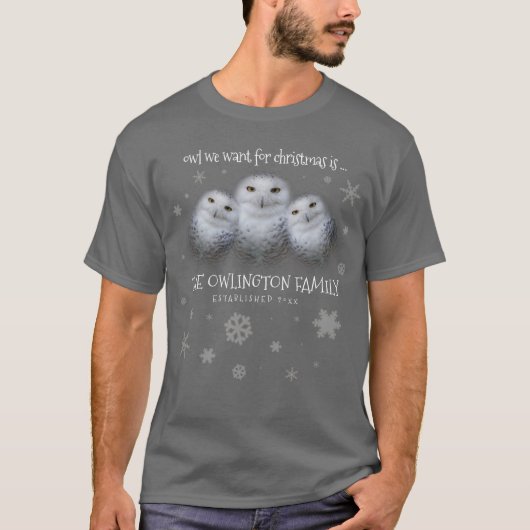 Grappige Uil We Willen Voor Kerstmis ... Sneeuwuil T-shirt (Voorkant)