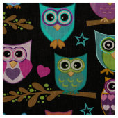 grappige uilen stof (Swatch)