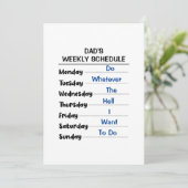 Grappige uitdiensttreding Papa wekelijkse planning Feestdagenkaart (Staand voorkant)