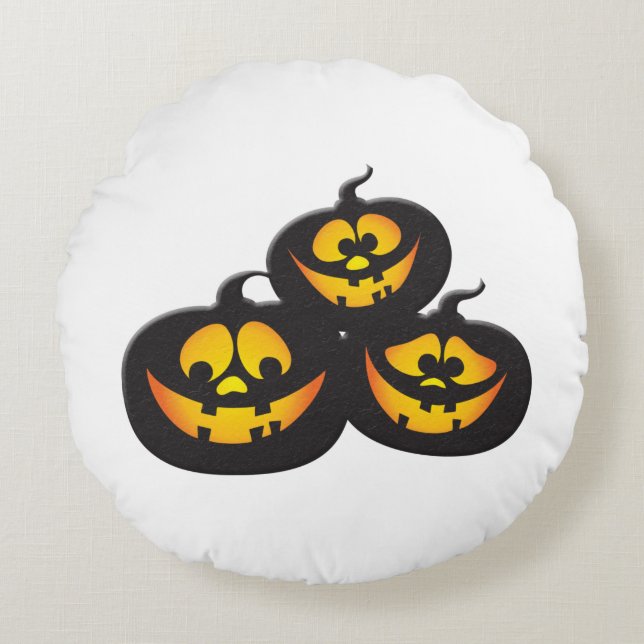 Grappige uitdrukkingen Halloween pompoenen Rond Kussen (Voorkant)