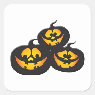 Grappige uitdrukkingen Halloween pompoenen Vierkante Sticker