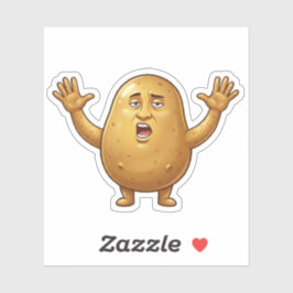 Grappige uitgeputte aardappel cartoon karakter sticker