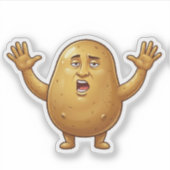 Grappige uitgeputte aardappel cartoon karakter sticker (Voorkant)