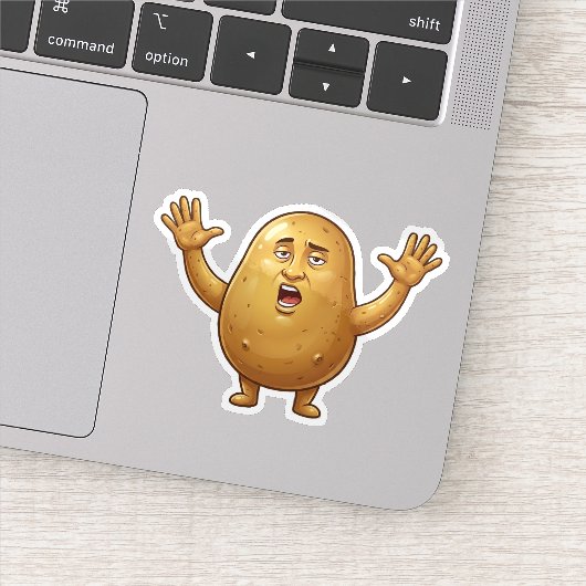 Grappige uitgeputte aardappel cartoon karakter sticker (Detail)