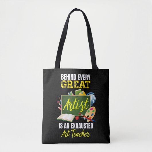 Grappige Uitgeputte Kunst Leraar Terug naar School Tote Bag (Voorkant)