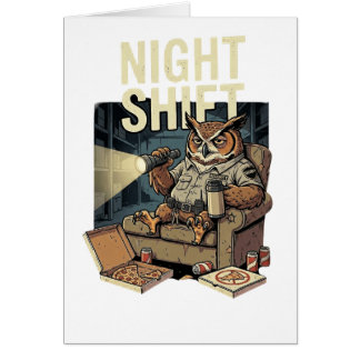 Grappige uitgeputte nachtuil eet pizza humor kunst