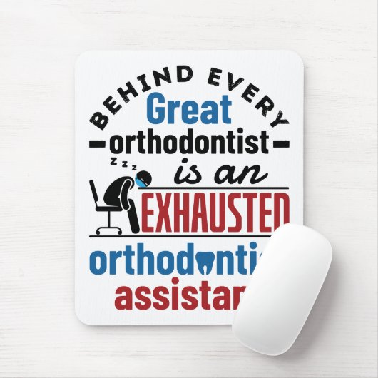 Grappige uitgeputte orthodontist assistent muismat (Met muis)
