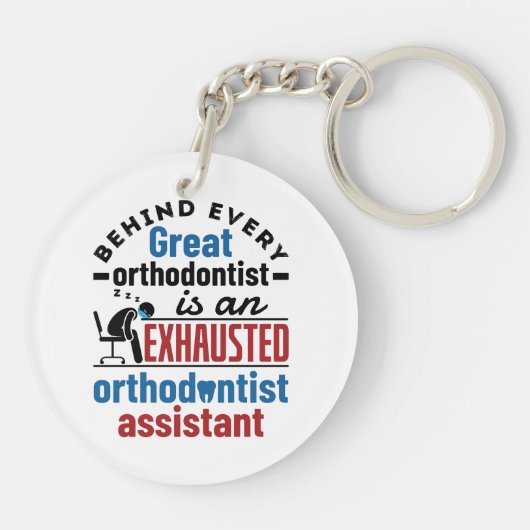 Grappige uitgeputte orthodontist assistent sleutelhanger (Achterkant)