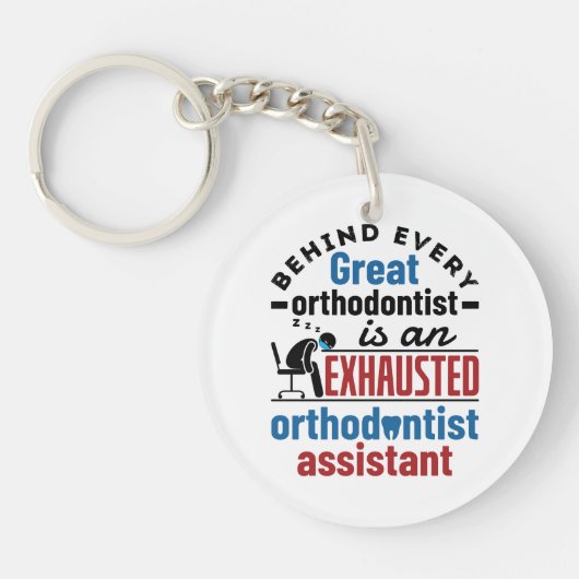Grappige uitgeputte orthodontist assistent sleutelhanger (Voorkant)